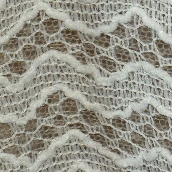 Alfred Dunner Blouse Womens L Tan White Scoop Neck Lace Embellished Long Sleeve - Picture 8 of 15